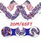 65 Feet 4th of July Garland Memorial Day USA Patriotic Red White Blue Independence Day Tinsel Metallic Tree Car Golf Cart Parade Float Decor Trailer Bike Outdoor Summer Glitter Star Garlands